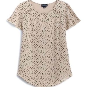 FORTUNE + IVY Dondria Mixed Material Flutter Sleeve Blouse